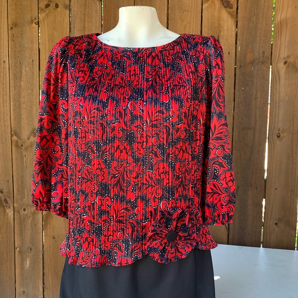 60s-70s Good Times Red/Black dress made in USA size 9/10. - Picture 2 of 12